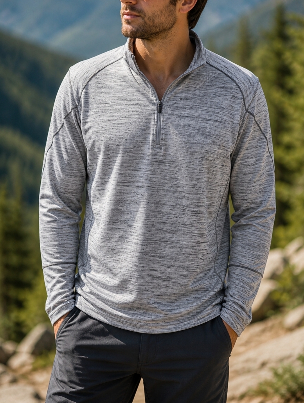 Kuhl Men’s Gray Quarter Zip Sweater | Athletic Performance Pullover Lightweight